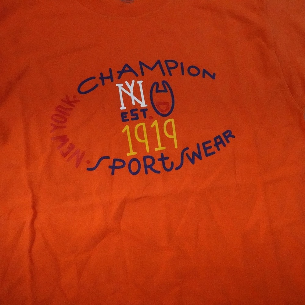 NEW Champion Shirt Mens S Orange Graphic Logo Short Sleeve Tee T-Shirt Casual - Picture 3 of 11